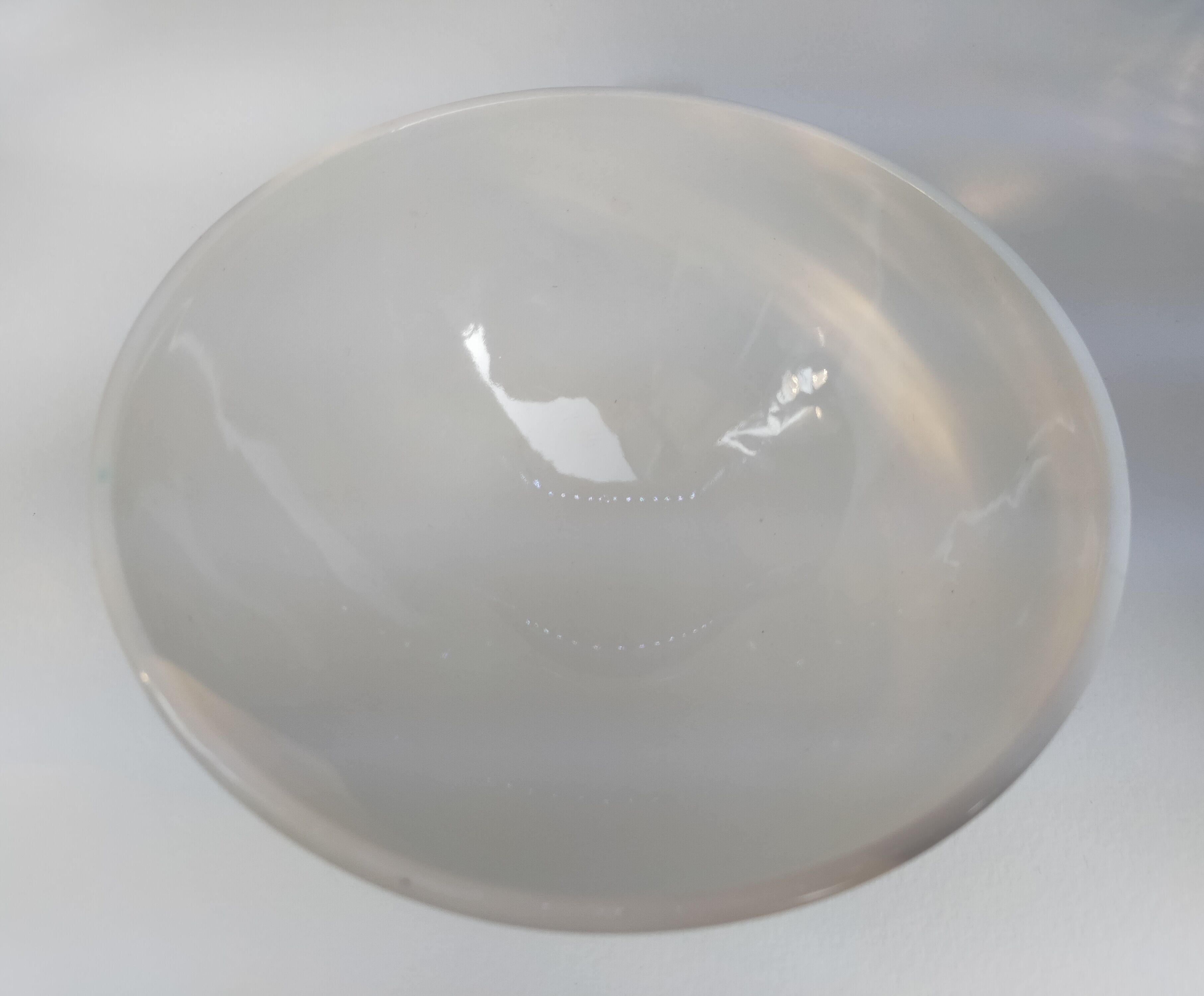 Old ceramic bowl earthenware white French blue ribbon of the 50s vintage