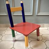 Postmodern round table, chair and bookcase by Pierre Sala 1980