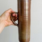 Large, handcrafted, speckled stoneware pitcher
