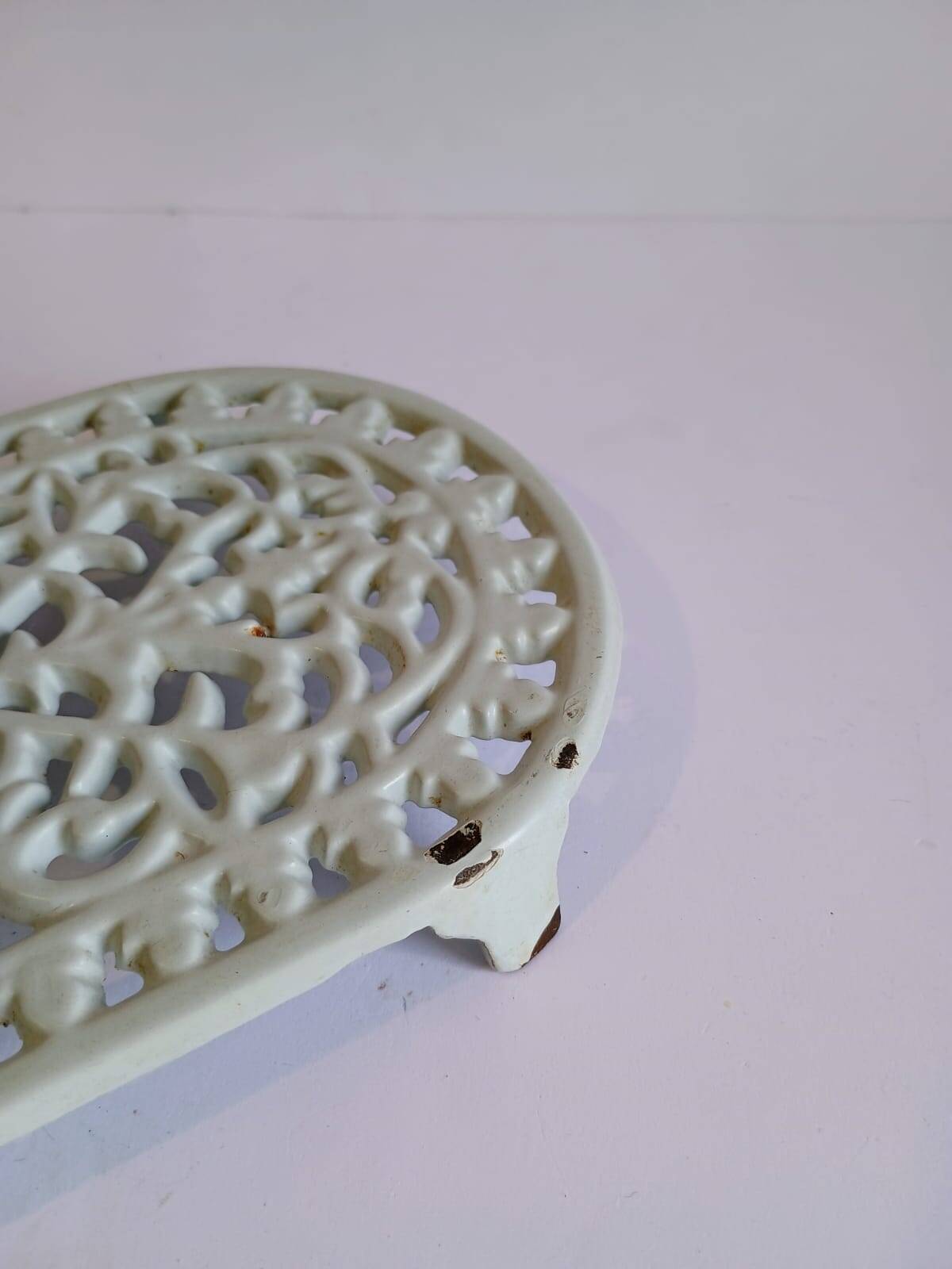 Vintage White Cast Iron Trivet