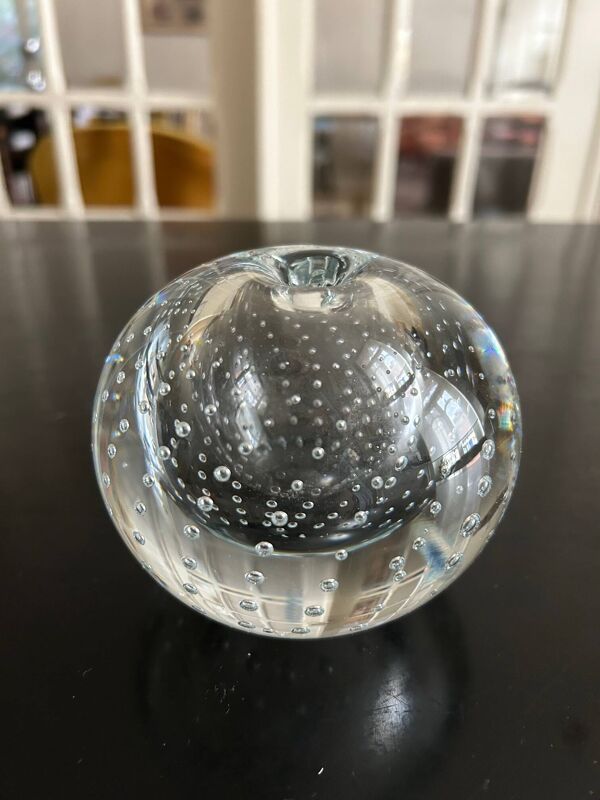 Soliflore en cristal bullé