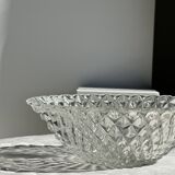 Large classic diamond-tipped glass salad bowl