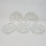 5 Small Transparent Frosted Glass Plates Vintage Floral Decor Kig Indo