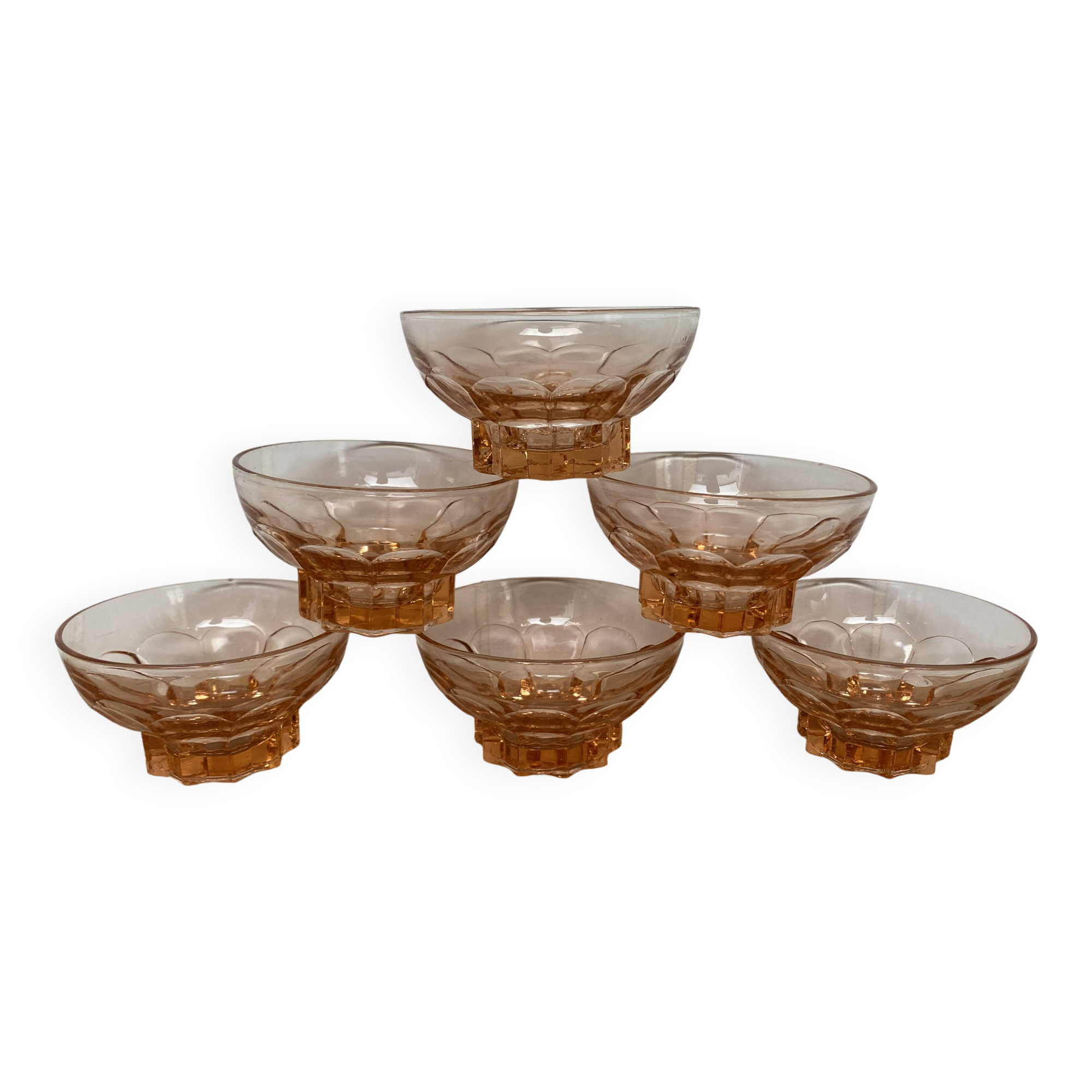 Set of 6 pink star luminarc cups