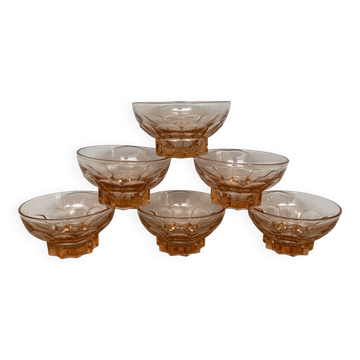 Set of 6 pink star luminarc cups