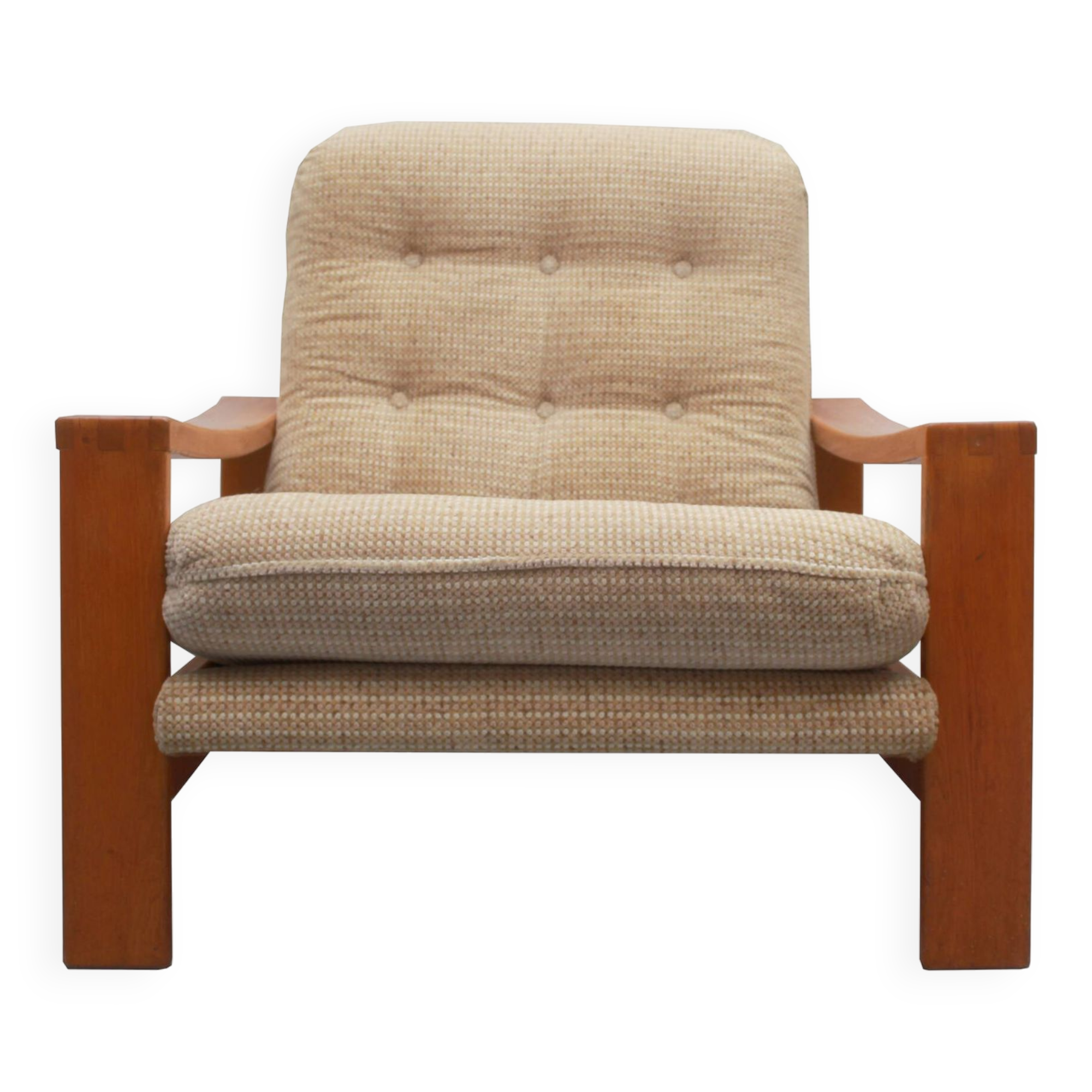 1970s armchair beige in oak