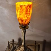 art nouveau rocaille style bronze lamp, superb tulip, 36x15, very good condition