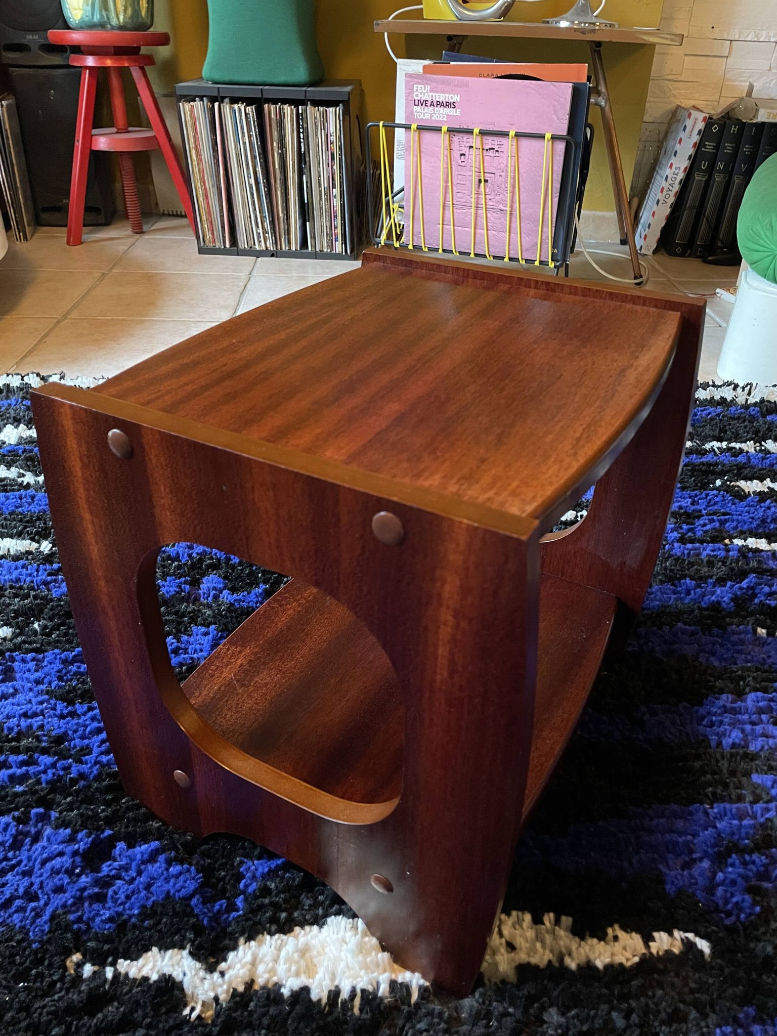 Set of three nesting coffee tables, 1970, dark wood