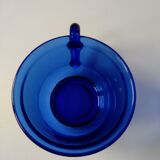 Set of 6 vintage arcoroc transparent Indigo blue glass cups