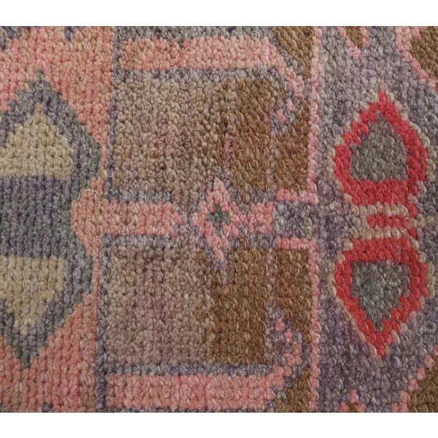 Vintage Turkish Hand-Knotted Pink Runner Rug 90x388