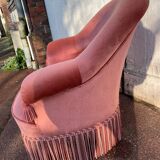 Fauteuil crapaud velours rose