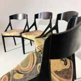 Set of 4 Baumann chairs in 1980 fabric with black wooden base