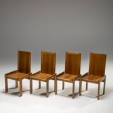 Lot de 4 chaises de salle à manger italiennes en orme par Romanutti, Italie, années 1970