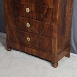 Chiffonnier en ronce d’acajou, époque Restauration – Début XIXe