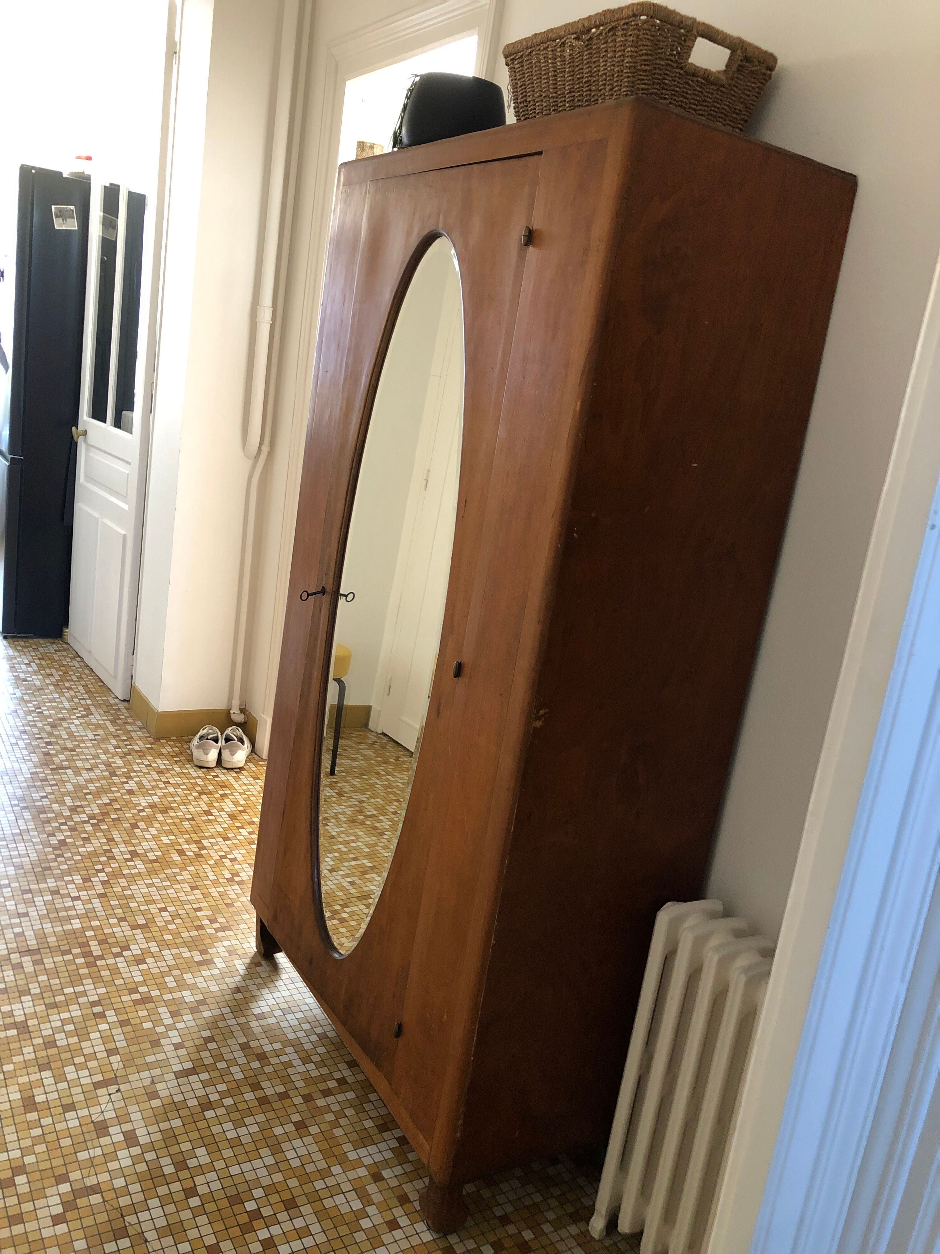 Wardrobe with beveled mirror