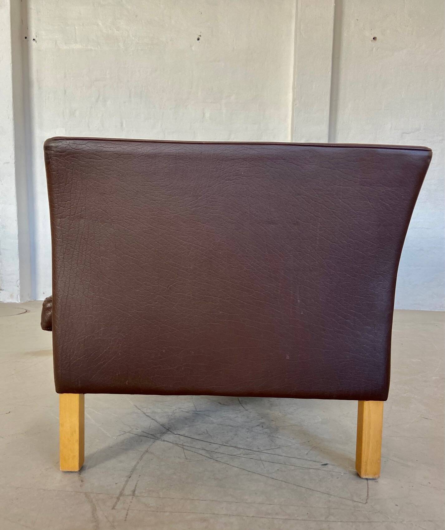 MID CENTURY VINTAGE DANISH MOGENS HANSEN 3 PERSON SOFA IN COCO BROWN LEATHE