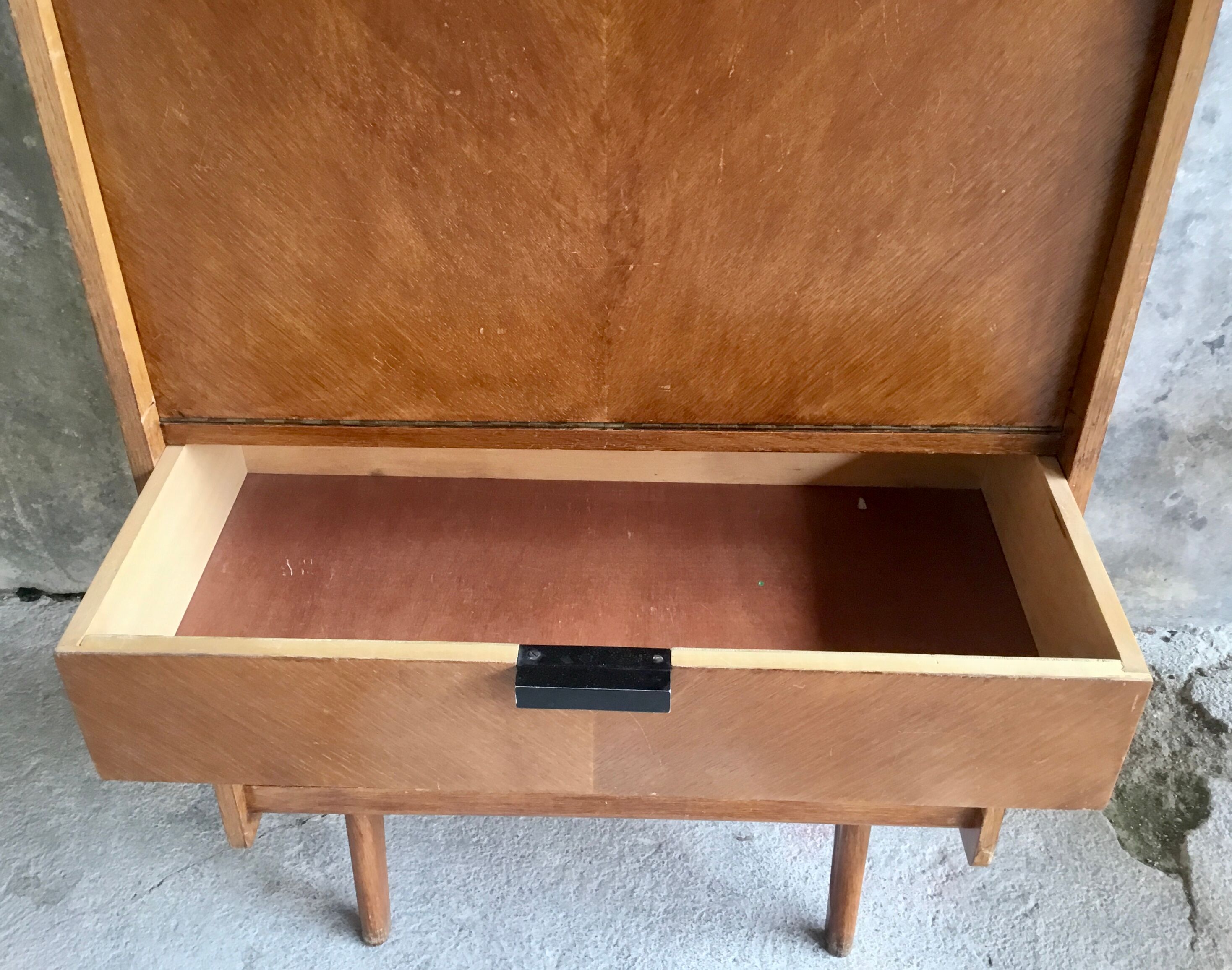 Vintage secretary in light oak veneer 1960