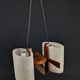 Scandinavian 2-light pendant light in teak and frosted perspex, 1960