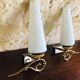 Pair of wall sconces in opaline and brass 60s