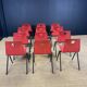 Set of 12 Galvanitas S30 raspberry red and grey steel chairs from the 70s