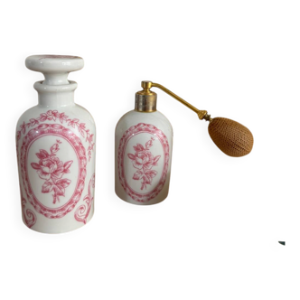 Vintage perfume bottle and spray.