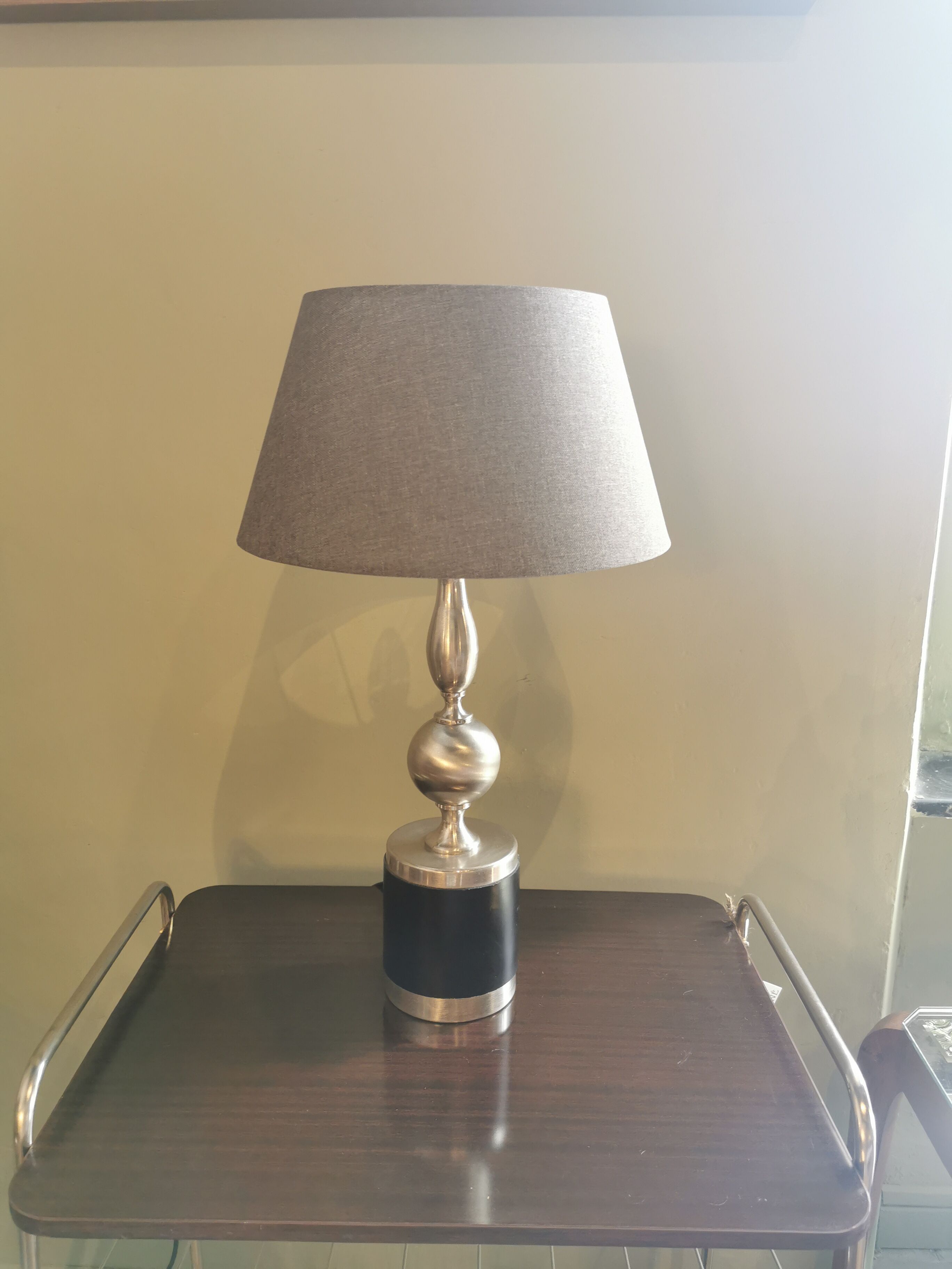 Vintage lamp 70 steel and leather