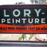Ancien présentoir de peintures Lory avec plaque émaillée double face