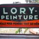 Ancien présentoir de peintures Lory avec plaque émaillée double face