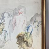 Watercolor drawing depicting people drawing in an amphitheater