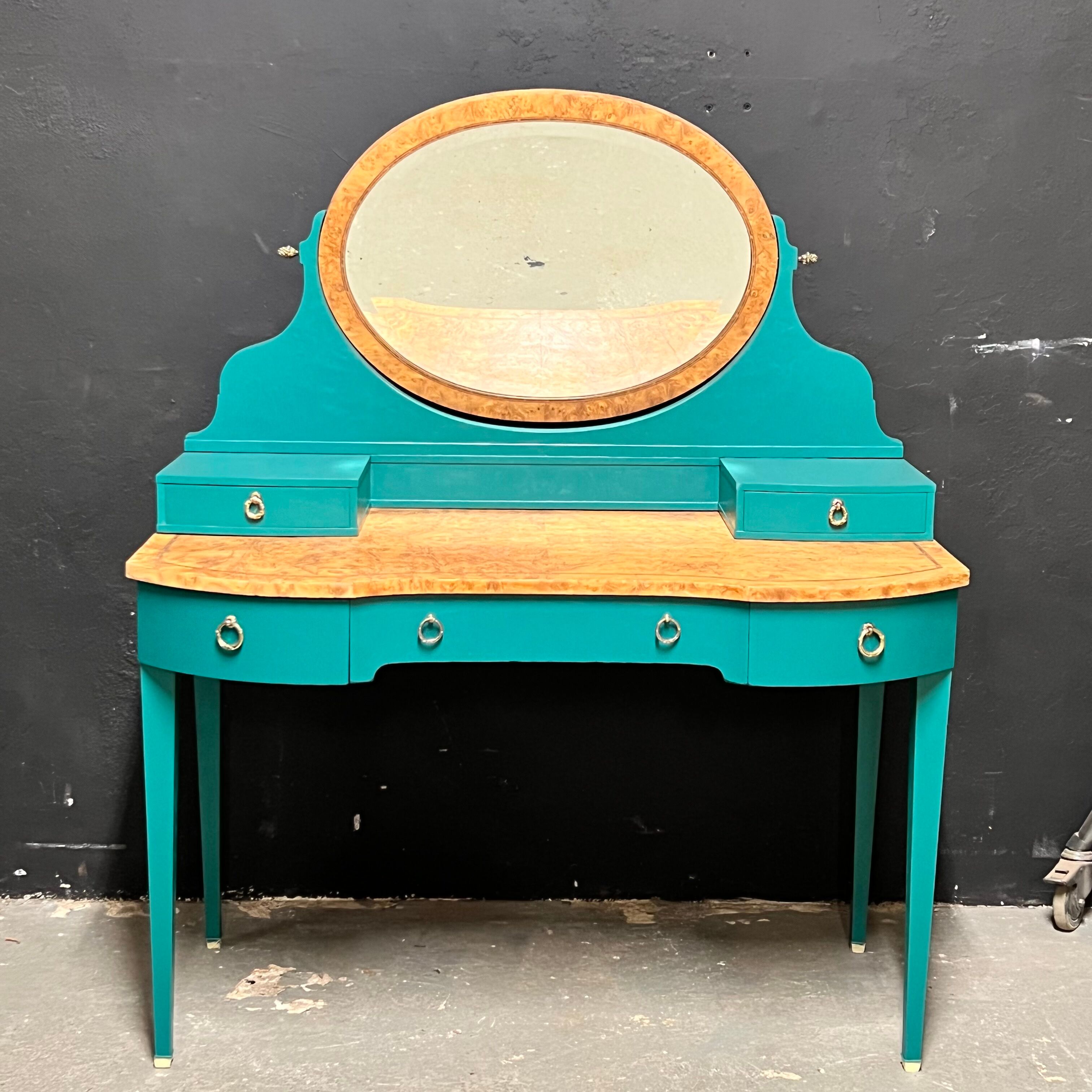 Louis XVI style dressing table in elm magnifying glass