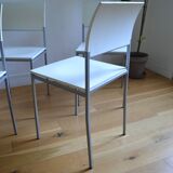Set of 4 vintage metal and wood chairs from the 1990s.