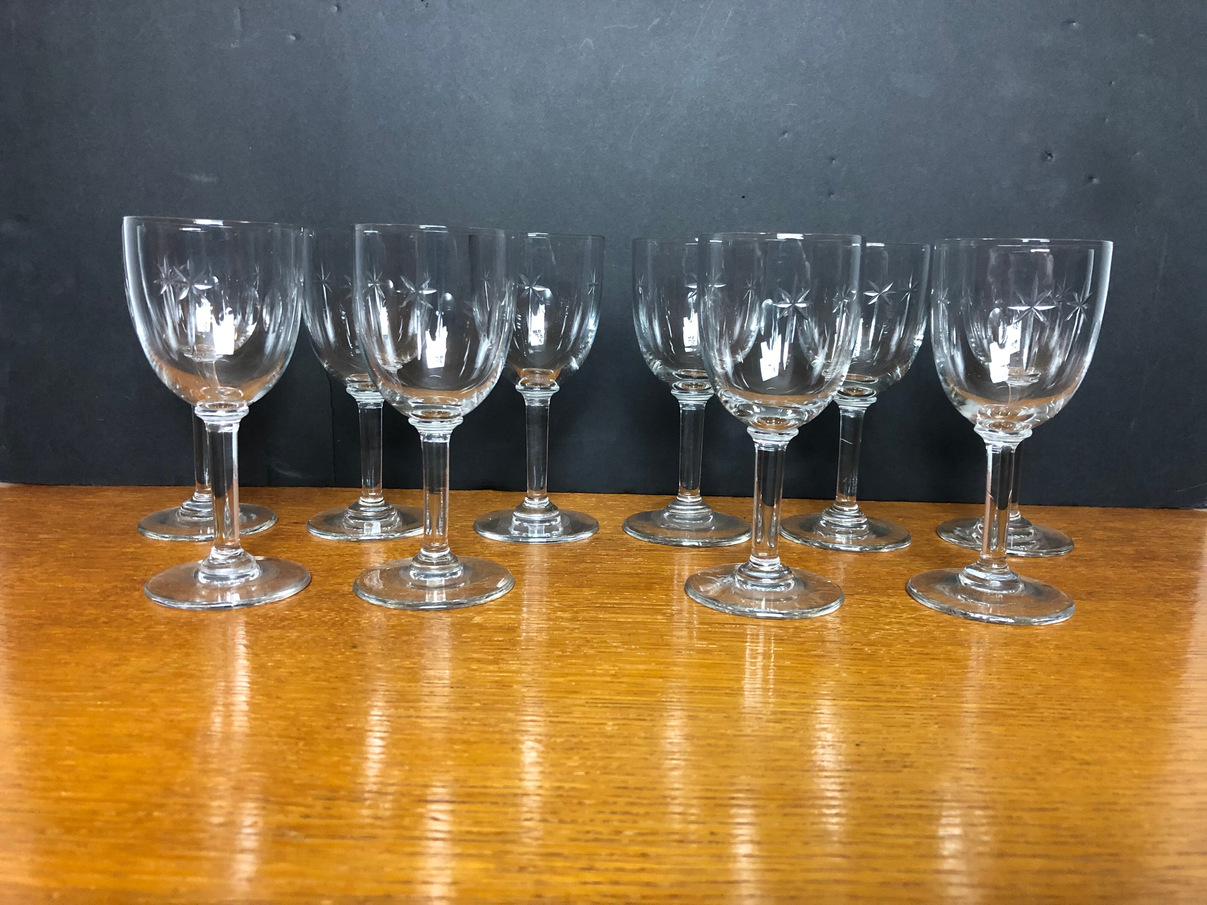 10 wine glasses decorated "stars"