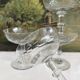 4 antique champagne glasses in engraved glass decor