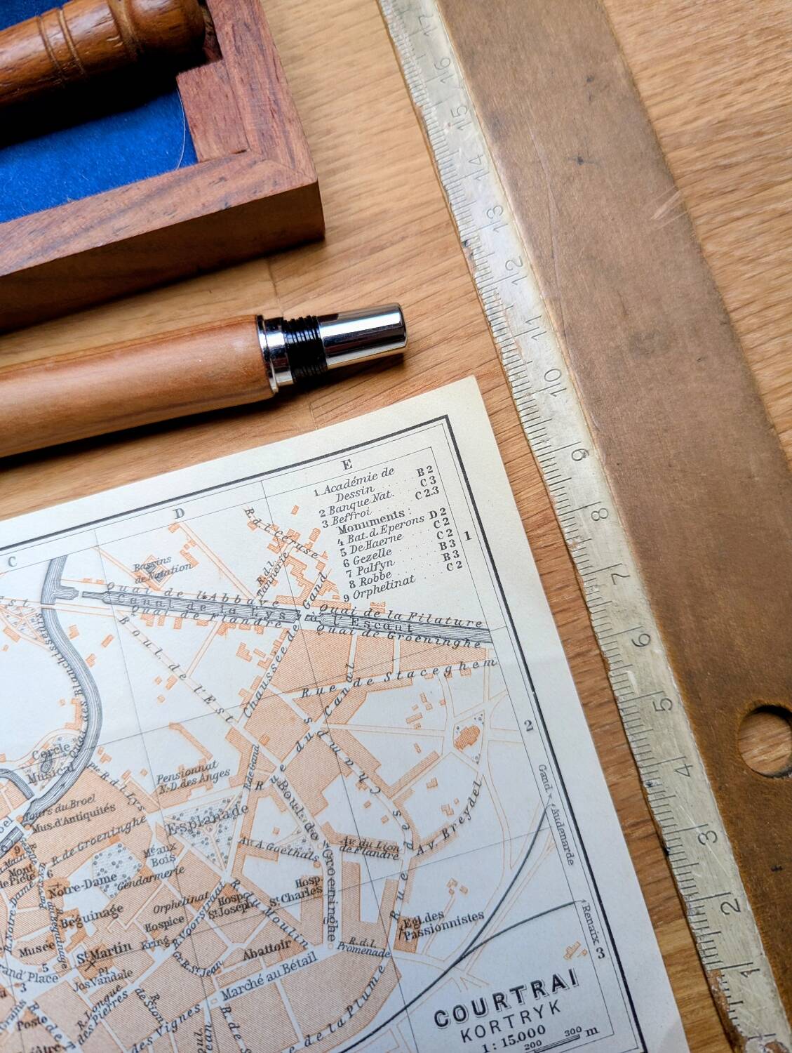 Kortrijk, small old map, vintage 1910