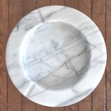 White marble ashtray on brass stand