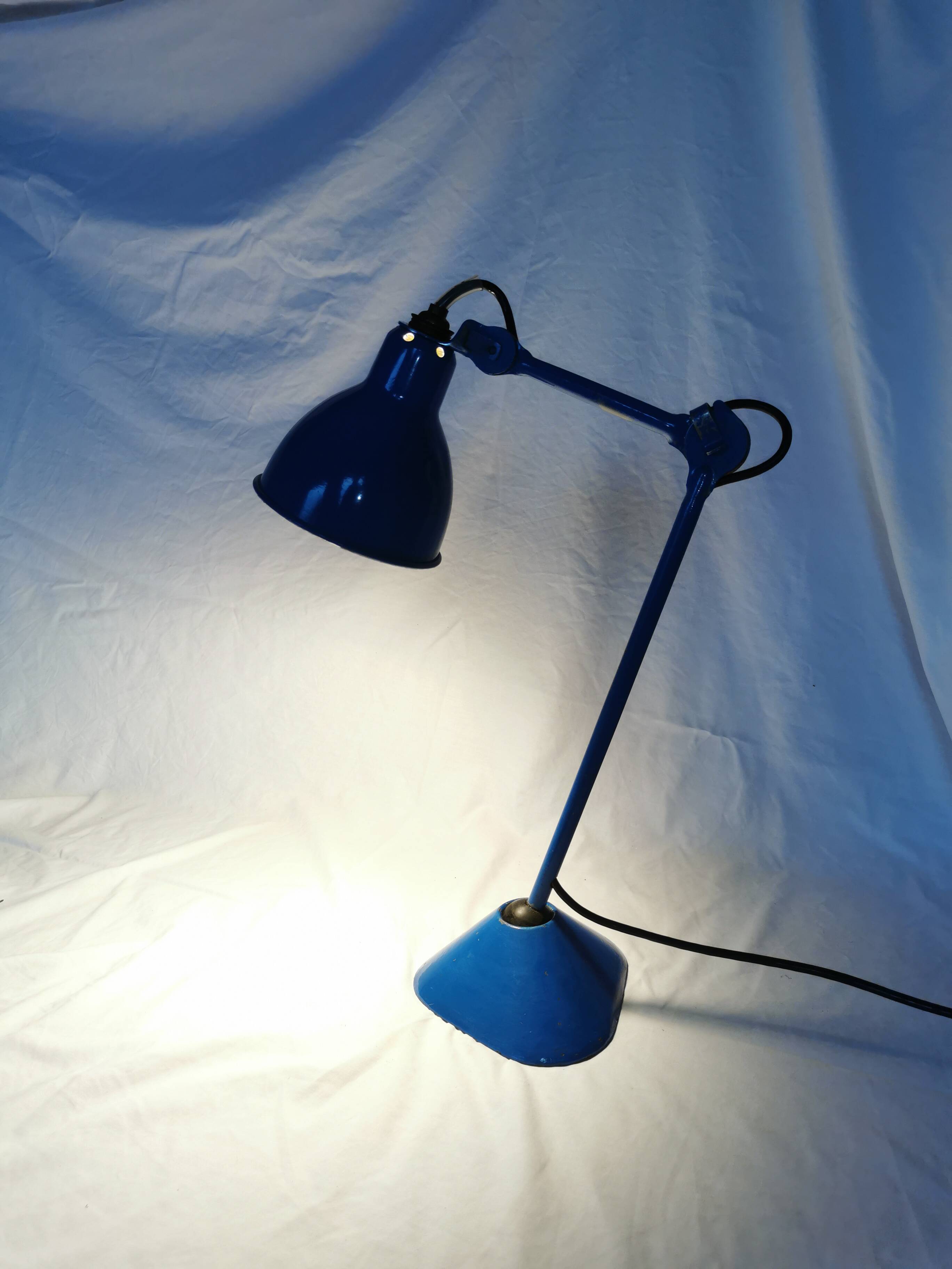 RAVEL articulated lamp, model 205 blue, Bernard Albin Gras, Clamart, France, 1932