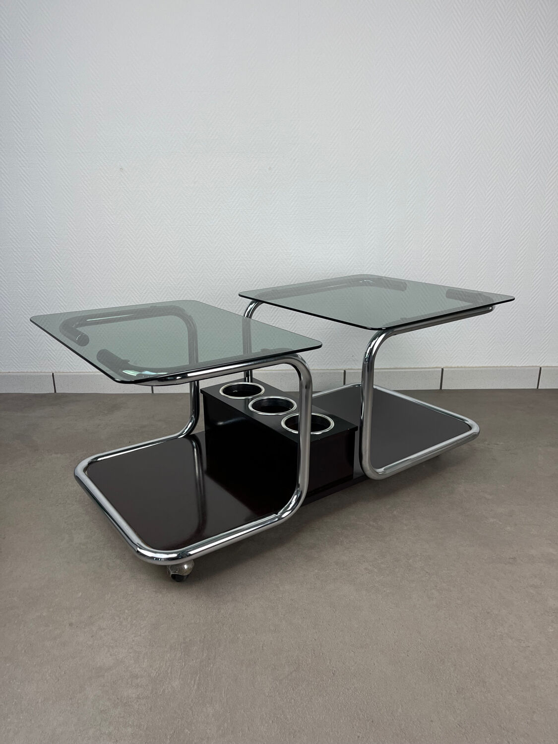 Chrome and smoked glass coffee table from the 70s.