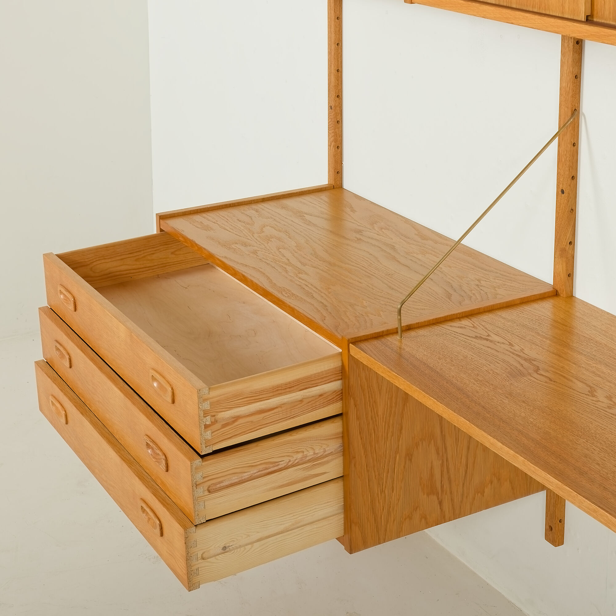 Preben Sorensen Danish oak wall unit by PS System, Randers, 1970s