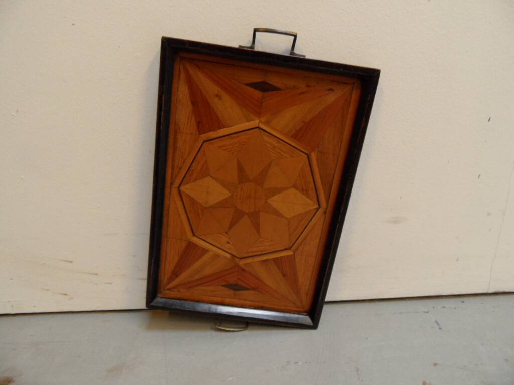 Antique wooden tray with inlay