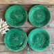 4 assiettes à dessert barbotine Gien vertes 
