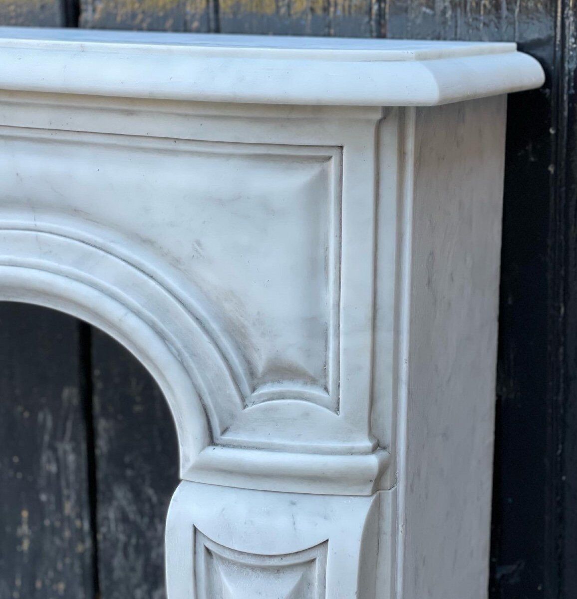 Louis XV style fireplace in Carrara marble around 1880
