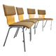 1970s Set of Four Plywood Chairs with Fabric Upholstery , Germany