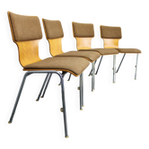 1970s Set of Four Plywood Chairs with Fabric Upholstery , Germany