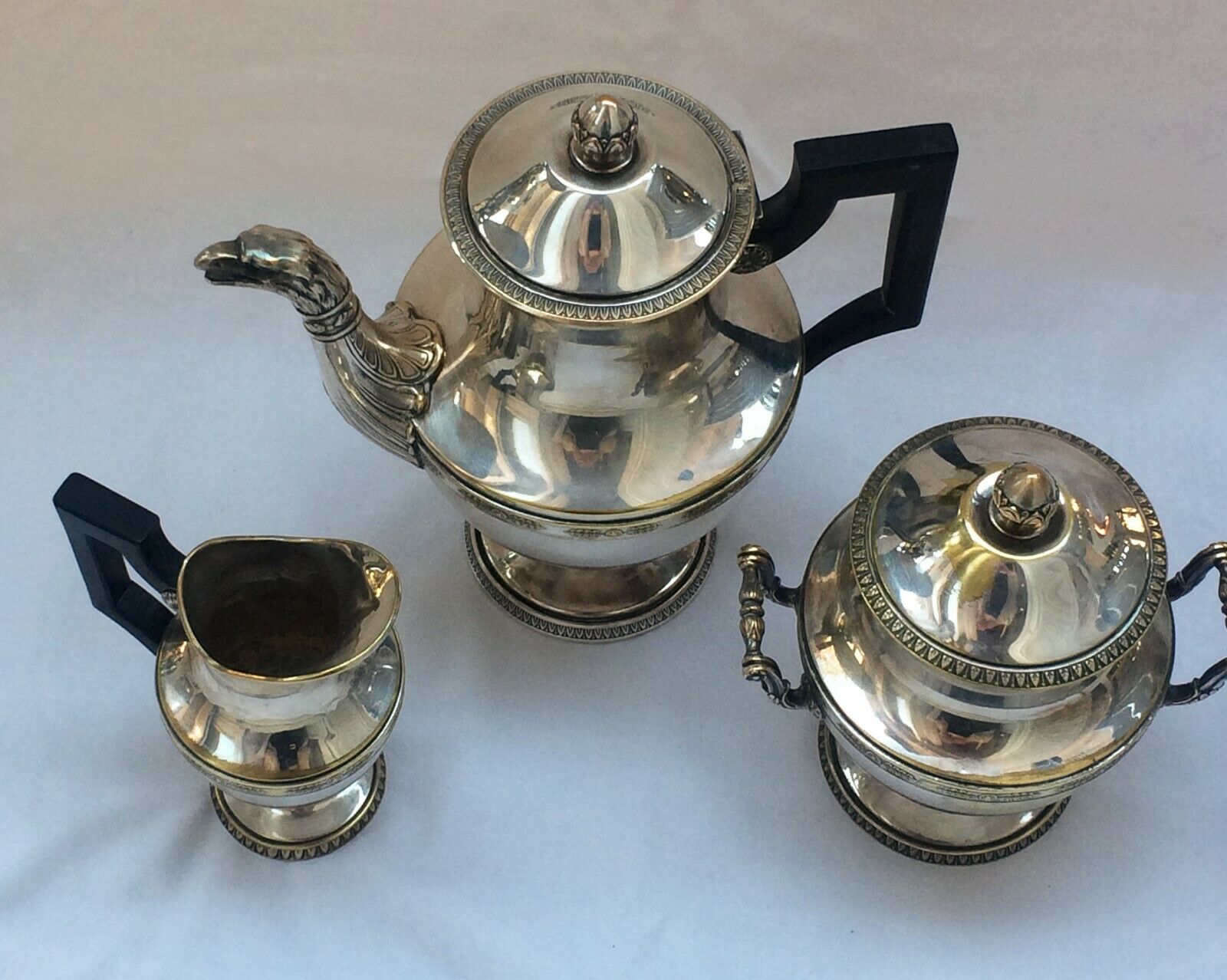 Empire-style silver metal coffee service