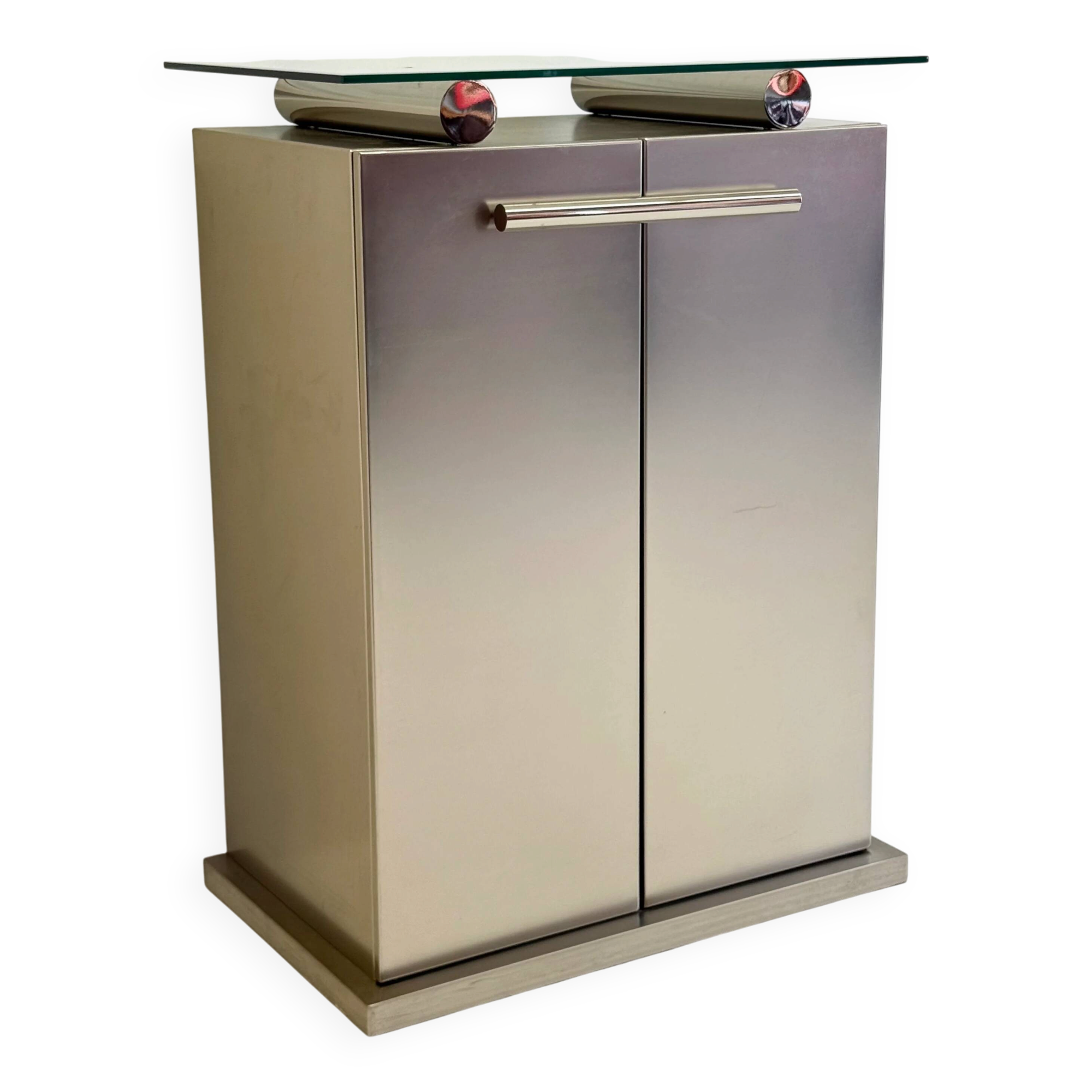 Postmodern aluminium bar cabinet by Belgochrom
