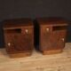 Pair of Italian nightstands in walnut and burl