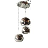 Space Age waterfall pendant light with 3 globes in chrome metal