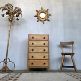 5 drawers dresser in light fir 1950 black buttons