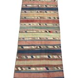 Striped Kilim Runner Rug, Handmade Wool Flatweave Rug 250 x 120 cm