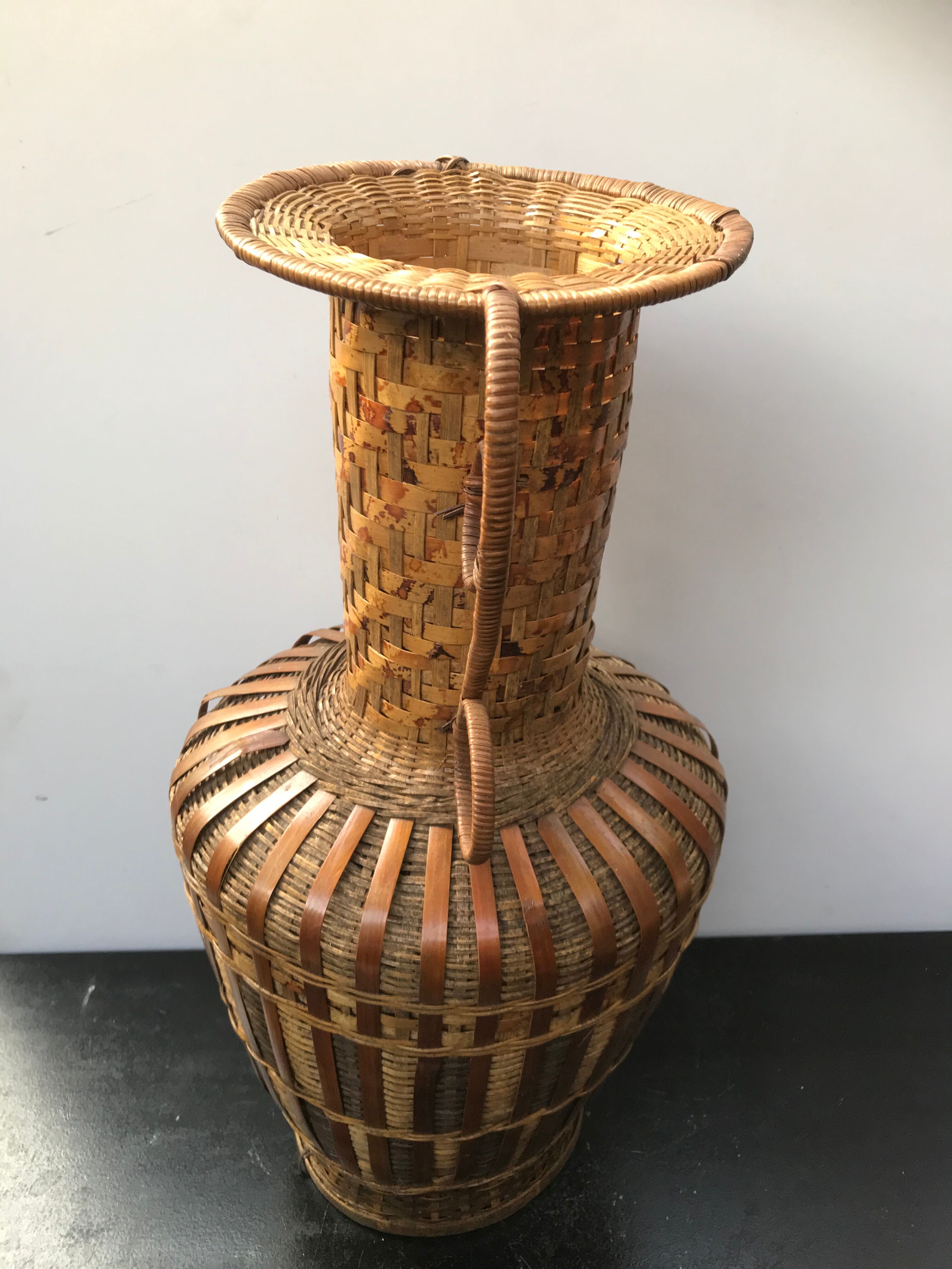 Former rotin vase braided grand vintage deco model